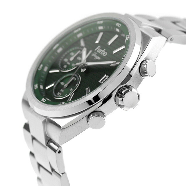 フルボ デザイン Lavora Chronograph クォーツ 電池式 腕時計 ブランド メンズ クロノグラフ Furbo Design NF06W-SSGR 多針アナログ グリーン おしゃれ 防水 プレゼント 男性 実用的