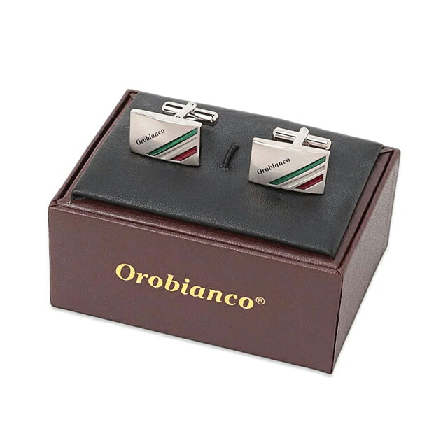 オロビアンコ カフス メンズ Orobianco ORC8015A シルバー トリコロール アクセサリー 袖口ボタン カフスボタン ジュエリー ブランド 高級 おしゃれ プレゼント 男性 実用的 かっこいい