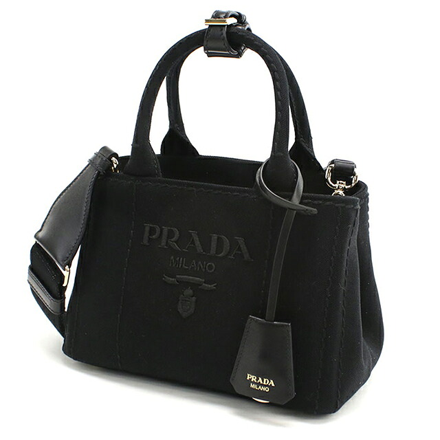 プラダ トートバッグ レディース ブランド PRADA CANAPA RICAMO 2WAY 1BA038 ブラック 軽量 手提げ 高級 おしゃれ プレゼント 女性 実用的 かわいい