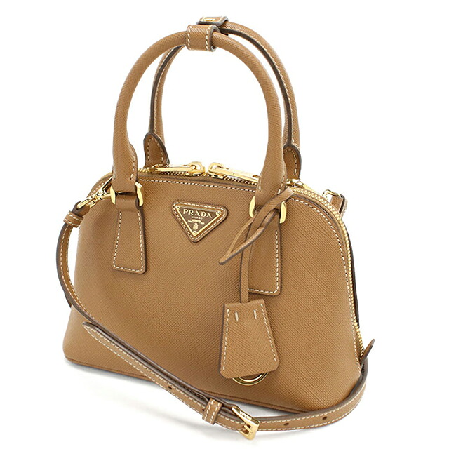 プラダ ハンドバッグ レディース ブランド PRADA SAFFIANO LUX 2WAY レザー 1BA851 ブラウン 軽量 小さめ 手提げ 高級 おしゃれ プレゼント 女性 実用的 かわいい