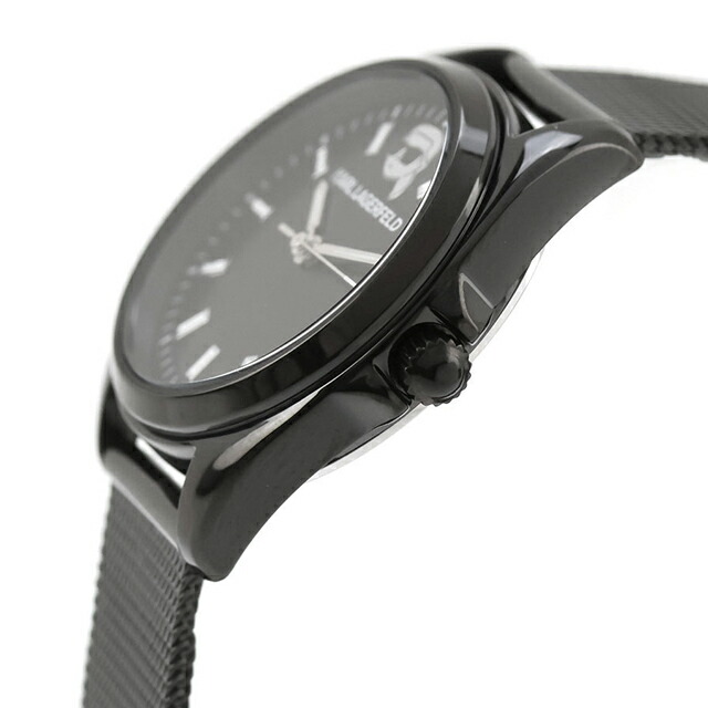 カール・ラガーフェルド ラウンド エッセンシャル クォーツ 電池式 腕時計 ブランド レディース KARL LAGERFELD R0553107501 アナログ ブラック 黒 おしゃれ 防水 かわいい プレゼント 女性 実用的