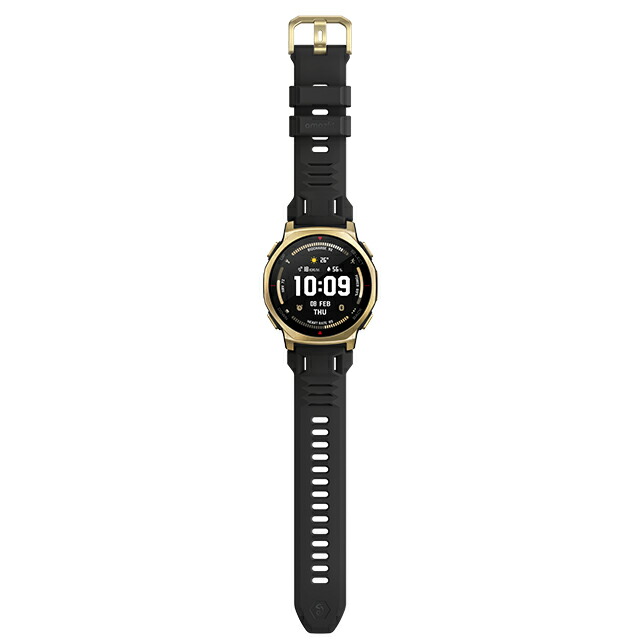 アマズフィット T-Rex 3 Pro 44mm 充電式クォーツ スマートウォッチ ブランド メンズ レディース チタン Bluetooth Amazfit SP170079-C238 デジタル ブラックゴールド 黒