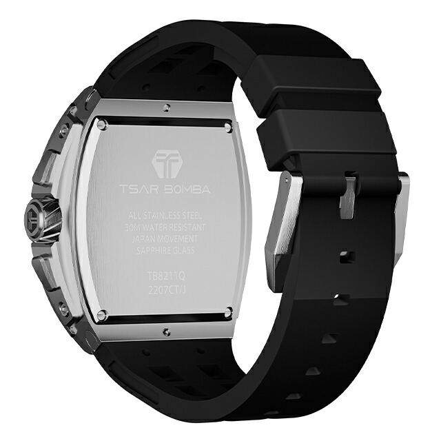 サーボンバ TB8211Q エレメンタルシリーズ クォーツ 電池式 腕時計 ブランド メンズ クロノグラフ オープンハート TSAR BOMBA TB8211Q-01 アナログ ブラック 黒