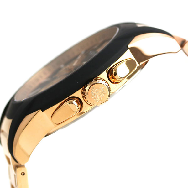 ヴェルサーチ 時計 メンズ 腕時計 キャラクター クロノグラフ スイス製 VEM800318 VERSACE ブラック ピンクゴールド 新品 高級 ブランド おしゃれ 防水 プレゼント 男性 実用的