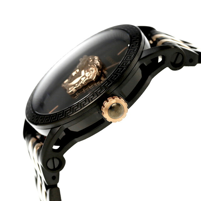 ヴェルサーチ パラッツォ クオーツ 腕時計 メンズ VERSACE VERD01623 アナログ ブラック ピンクゴールド 黒 スイス製 高級 ブランド おしゃれ 防水 プレゼント 男性 実用的