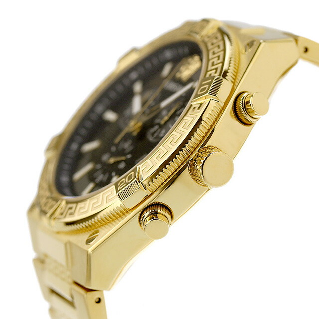 ヴェルサーチ スポーティー グレカ クオーツ 腕時計 メンズ クロノグラフ VERSACE VESO00922 アナログ ブラック ゴールド 黒 スイス製 高級 ブランド おしゃれ 防水 プレゼント 男性 実用的