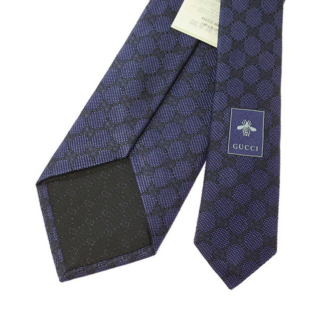 グッチ GUCCI ネクタイ メンズ 456522 4B002 4000 ネイビー ブラック GGパターン ブランド