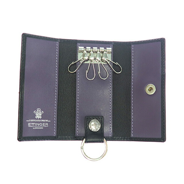 エッティンガー ETTINGEＲ ロイヤルコレクション 4連 キーケース メンズ ST840AJR BPL st840cfjr-purple ブラック パープル BLACK ブランド