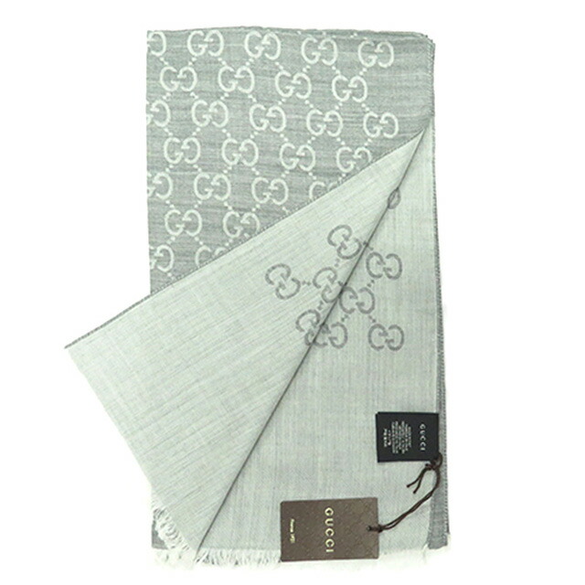 グッチ GUCCI ストール マフラー ロゴ GG メンズ レディース 165904 3G646 1400 ライトグレー