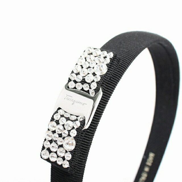 フェラガモ FERRAGAMO カチューシャ 347581-713034 レディース ヴァラリボン ビジュー VARA NERO ブラック