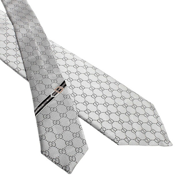 グッチ GUCCI ネクタイ 456520-4B002-1962 メンズ ライトグレー ネクタイ