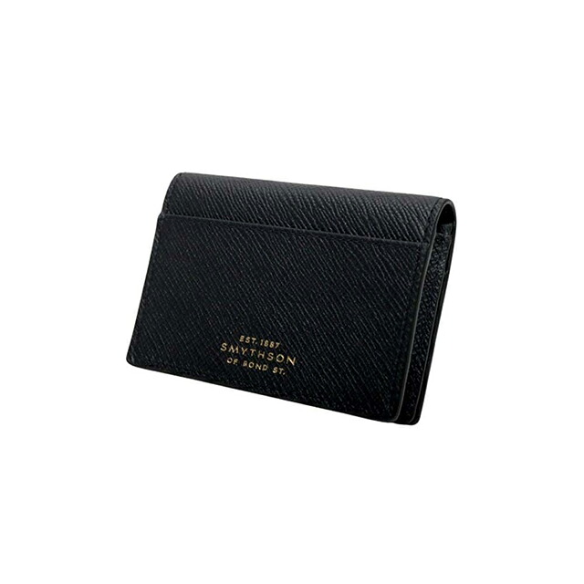 スマイソン SMYTHSON Panama Folded Card Case with Snap Closure カードケース 名刺入れ 1204388-black ユニセックス black カードケース ブランド