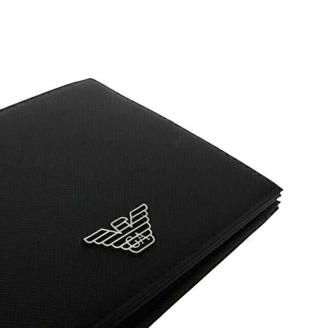 エンポリオ アルマーニ EMPORIO ARMANI 二つ折り財布 二折財布 y4r165-y138e-81072 メンズ BLACK ブランド コンパクト ウォレット 高級 おしゃれ プレゼント 実用的