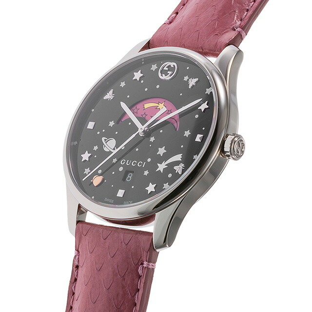 グッチ ジータイムレス クォーツ 電池式 腕時計 ブランド レディース GUCCI YA1264046A ブラック ピンク 黒 スイス製 高級 おしゃれ 防水 軽い 華奢 かわいい プレゼント 女性 実用的