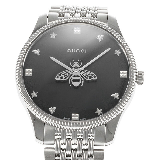 グッチ ジータイムレス クォーツ 電池式 腕時計 ブランド メンズ レディース 蜂 GUCCI YA1264154 ブラック 黒 スイス製 高級 おしゃれ 防水 プレゼント 実用的
