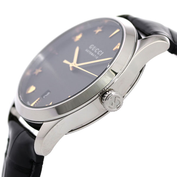 グッチ 時計 Gタイムレス 38mm 自動巻き メンズ レディース 腕時計 YA126469A GUCCI G-TIMELESS ブラック 革ベルト 高級 ブランド おしゃれ 防水 プレゼント 実用的