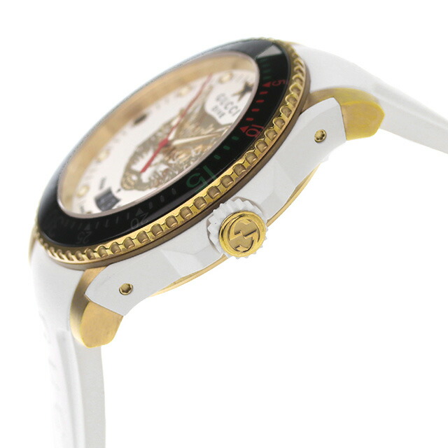 グッチ ダイヴ クオーツ 腕時計 メンズ GUCCI YA136322 アナログ ゴールド ホワイト 白 スイス製 高級 ブランド おしゃれ 防水 プレゼント 男性 実用的