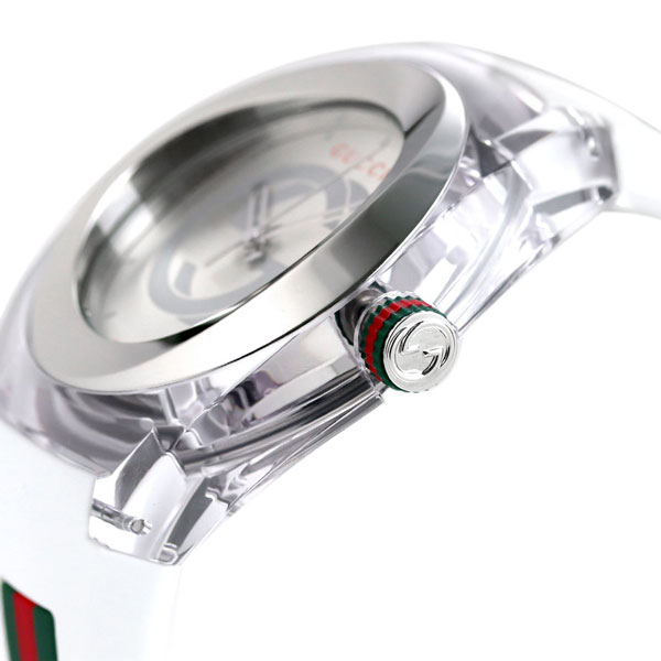グッチ 時計 スイス製 メンズ 腕時計 YA137102A GUCCI シンク 46mm シルバー ホワイト 高級 ブランド おしゃれ 防水 プレゼント 男性 実用的