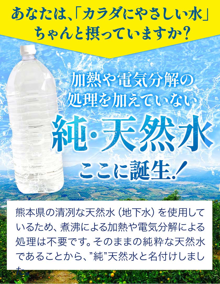 【新発売】 水 2L 10本 熊本 純 イオン 天然水 ラベルレス くまモン箱 飲料水 国産 ナチュラルミネラルウォーター くまモン 【1-3営業日以内に発送予定（土日祝除く）】
