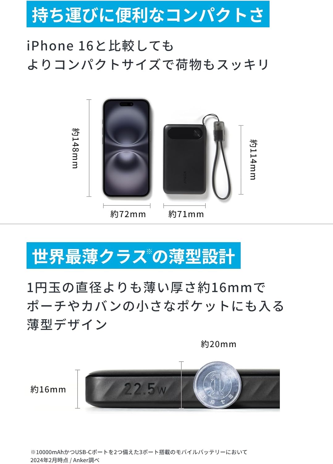 Anker Power Bank (10000mAh, 22.5W) ブラック