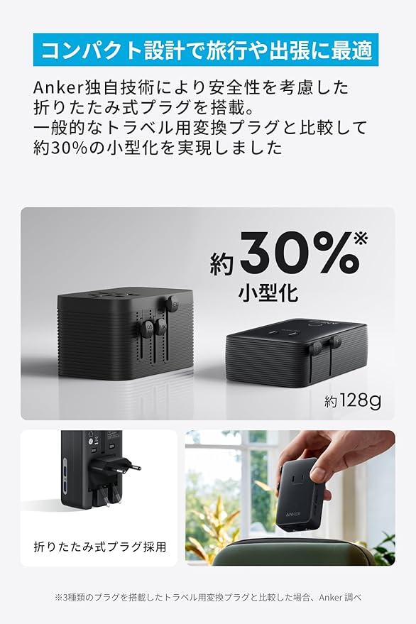 Anker Nano トラベルアダプタ (5-in-1, 20W) ブラック