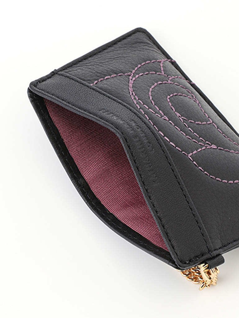 KATHARINE HAMNETT LONDON KHP630 クロ ローズステッチ　パスケース