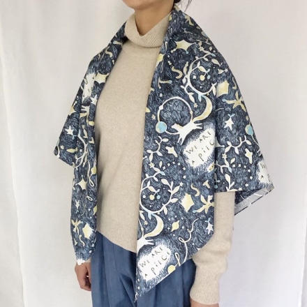 MANAMI SAKURAI Big scarf 'The stars' (Navy)