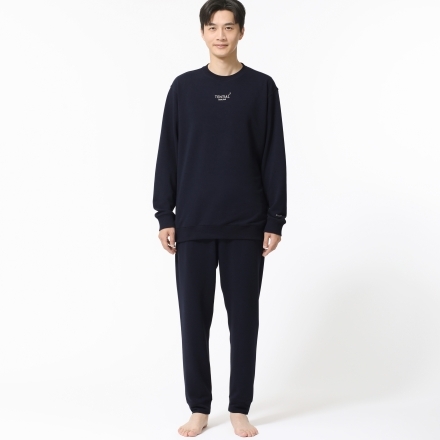 TENTIAL BAKUNE スウェット メンズ 上下セット(長袖クルーネックシャツ・ロングパンツ) ネイビー M
