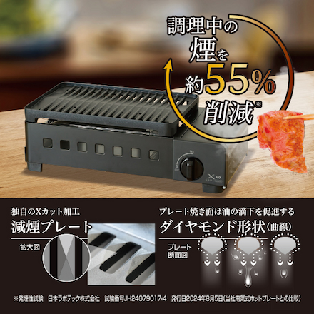 山善（YAMAZEN）減煙カセットガスグリル YGM-GS1(ブラック）