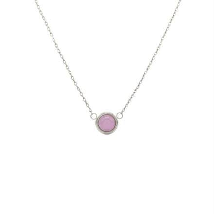 金属アレルギー対応 一粒天然石ネックレス シルバー/ムーンストーン