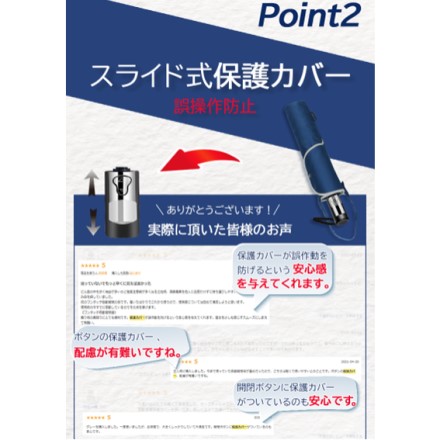 手が濡れない逆さ傘 誤操作防止自動開閉タイプ ネイビー