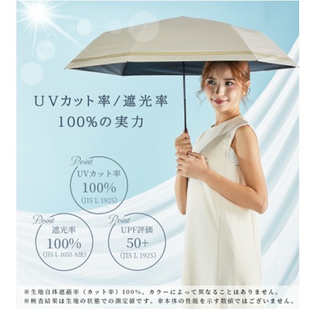 2ライン柄日傘 超軽量 折りたたみ 晴雨兼用 ネイビー