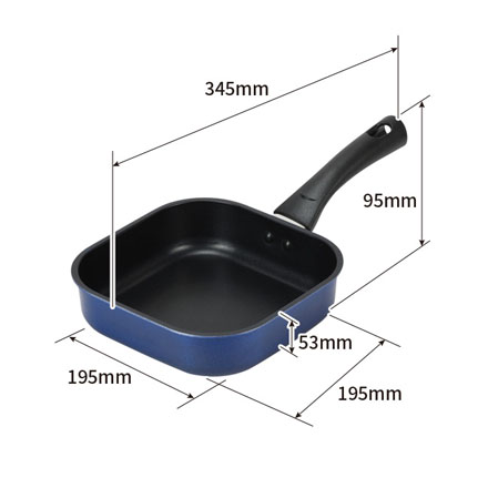 フライパン 18cm ふっ素加工 IH対応 角型