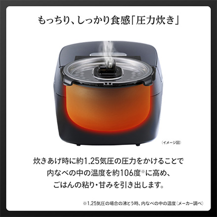 タイガー 圧力IHジャー炊飯器 5.5合炊き グロスブラック JPV-M100KG