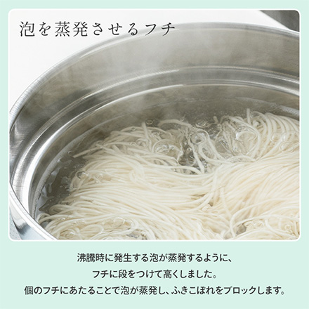 鍋 18cm IH対応 ふきこぼれにくい 片手鍋 ガラス蓋付き