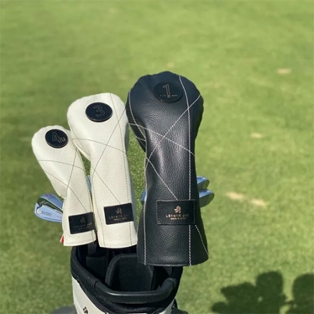 ラヘラ ゴルフ ランダムステッチ L-593 レザー ユーティリティー用 ヘッドカバー カフェオレ