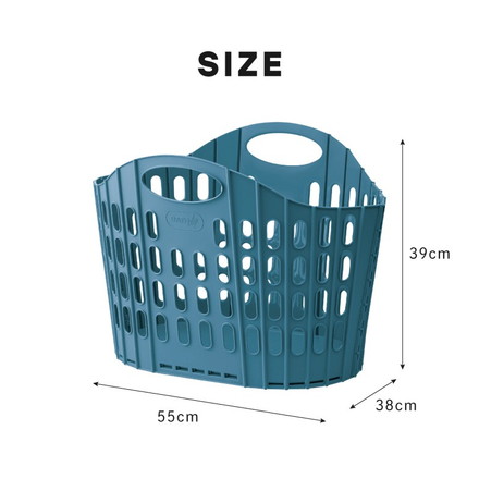 ランドリーバスケット 折りたたみ 同色2個セット 持ち手付き スリム 大容量 コンパクト おしゃれ 洗濯かご ブルー