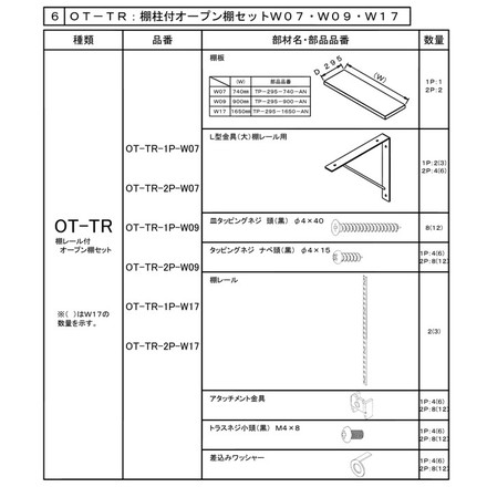 CRAFITS (クラフィッツ) レール付きオープン棚セット 棚 OT-TR-2P-W17