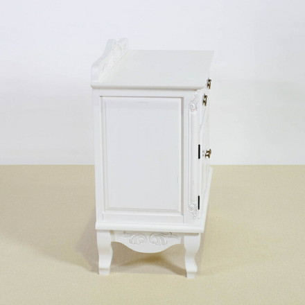 キャビネット 幅75cm マホガ二ー材 完成品 ホワイト 高級感 エレガント ホワイト ミニチェスト ローチェスト