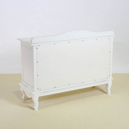 キャビネット 幅110cm マホガ二ー材 完成品 ホワイト 高級感 エレガント ホワイト ミニチェスト ローチェスト