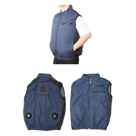 冷却ベスト ペルチェ式 冷蔵服 空調作業服 洗濯可能 作業服 フリーサイズ M X XL サイズ ネイビー 夏用 THANKO サンコー TKCV24FNV 本体のみ