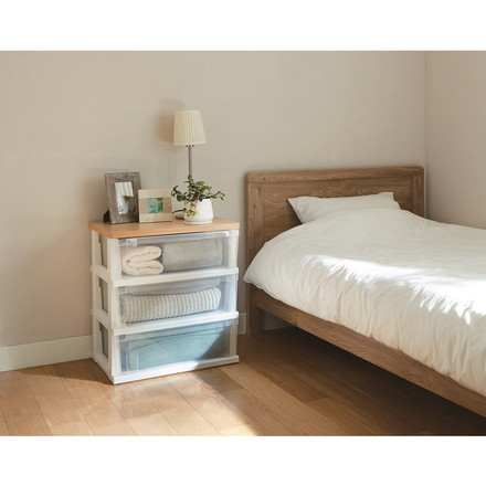 天馬 木製天板ストッカー組立式3段 550 メープル 衣類収納 収納ケース チェスト クローゼット収納 押し入れ収納