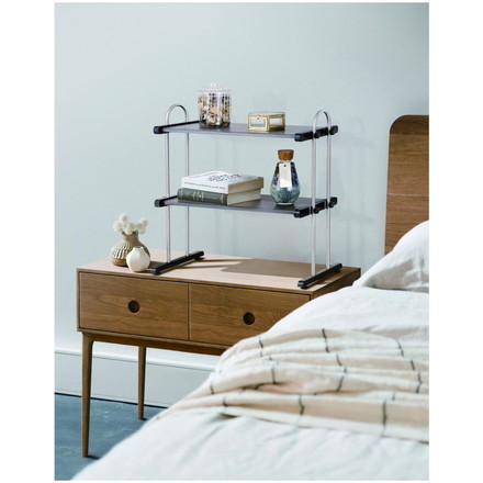 日本製 木目調スチール キッチンラック 2段 幅43.8cm 置き棚 ラック キッチン収納 キッチンラック