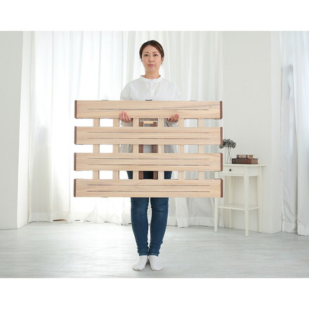 天然木 桐製 3つ折りすのこベッド セミシングル 幅80 軽量 折りたたみベッド 薄型 すのこベッド 3つ折れ式