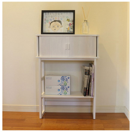 天然木ジャバラ扉のコンソールテーブル ホワイト 天然木 コンソールテーブル 玄関 廊下