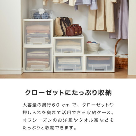 日本製 収納ケース 深型4個セット 奥行60cm 幅36cm 高さ32.5cm クローゼット収納 引き出し収納
