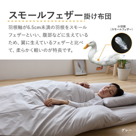 羽根布団セット 7点 9点 シングル セミダブル ダブル 増量スモールフェザー 羽根布団 吸湿 放湿 弾力性 収納袋付き 圧縮梱包 グレージュ シングル