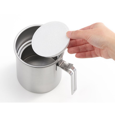 日本製 燕三条 ステンレス オイルポット 活性炭フィルター 1個付き 1100ml AN0225 薄型 活性炭カートリッジ 薄型活性炭 油こし器 Yoshikawa and ヨシカワ アンド