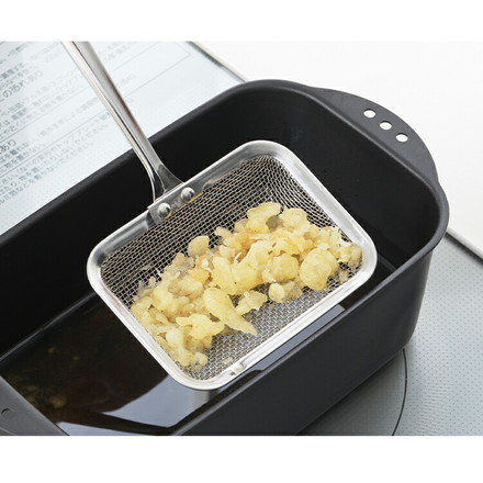 ヨシカワ 日本製 燕三条 角型かす揚げ 角型揚げ鍋用 ステンレス かす揚げ 揚げ物 天ぷら 角型 すくい アミ YJ3765 Yoshikawa