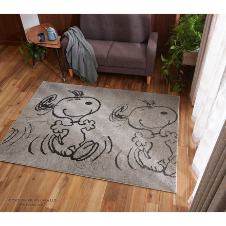 PEANUTS ラグ 185×185cm サパータイムラグ スヌーピー SNOOPY ピーナッツ 防ダニ 床暖房